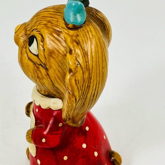 Ceramic Bunny Rabbit Girl W/Red Dress And Music Sheet Hand Painted Figurine - Picture 2 of 6